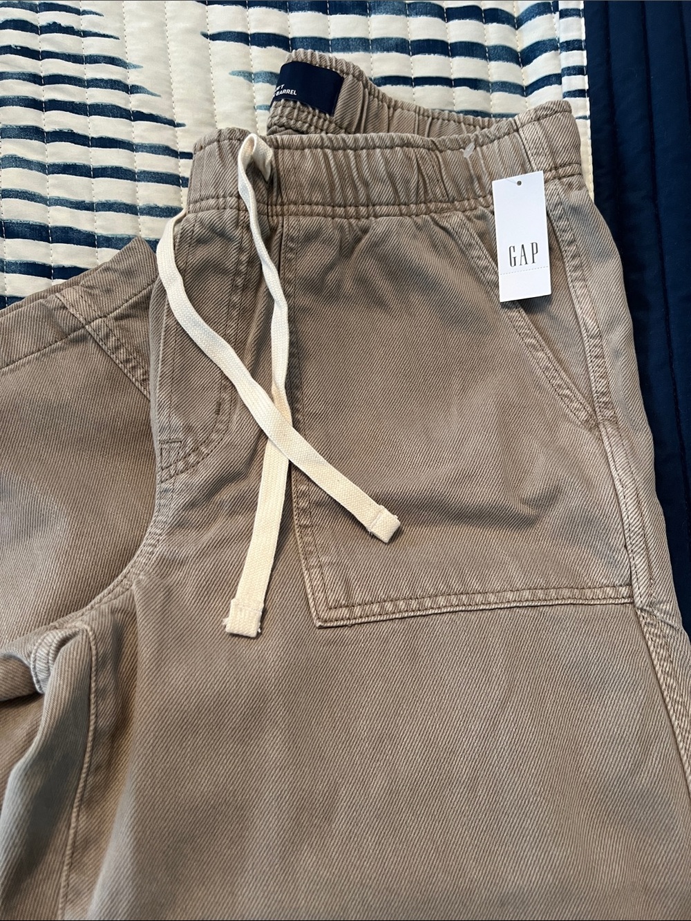 GAP Gray Drawstring Joggers with Front Patch Pockets